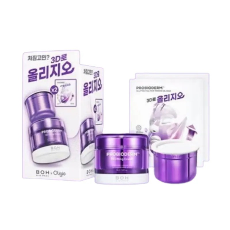プロバイオダム 3Dリフティング クリーム 50ml+レフィル 50ml+3Dリフティング フルフェイス 輪郭 マスク 2枚 ハリ・弾力UPフェイスライン引き締め！