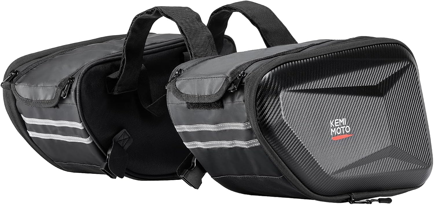 バイク用サイドバッグ 30L 大容量 拡張機能付き 左右セット 防水 EVA素材 ブラック 型番KM6719
