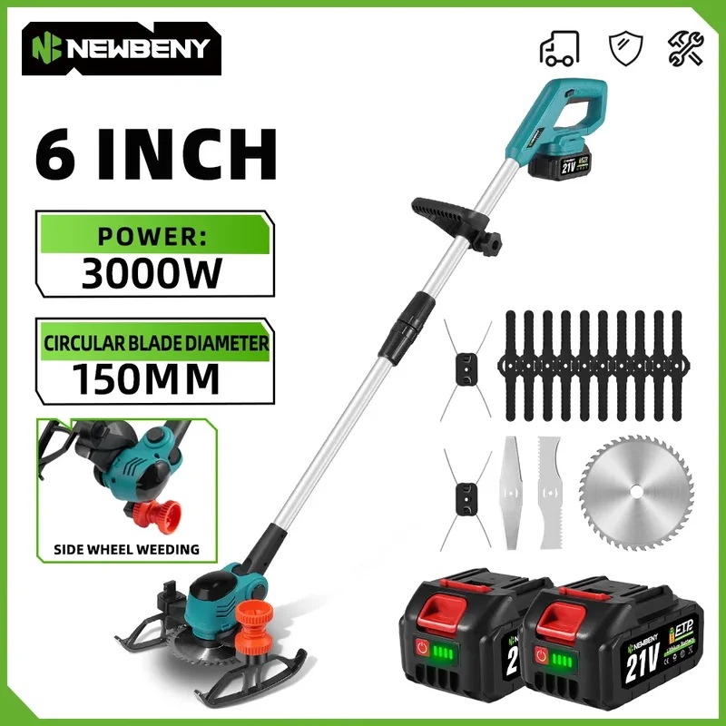 6 インチ電動芝刈り機コードレスハンドヘルドトリマー効率的な庭の草除草電動ツール 21V 18V-21V バッテリー