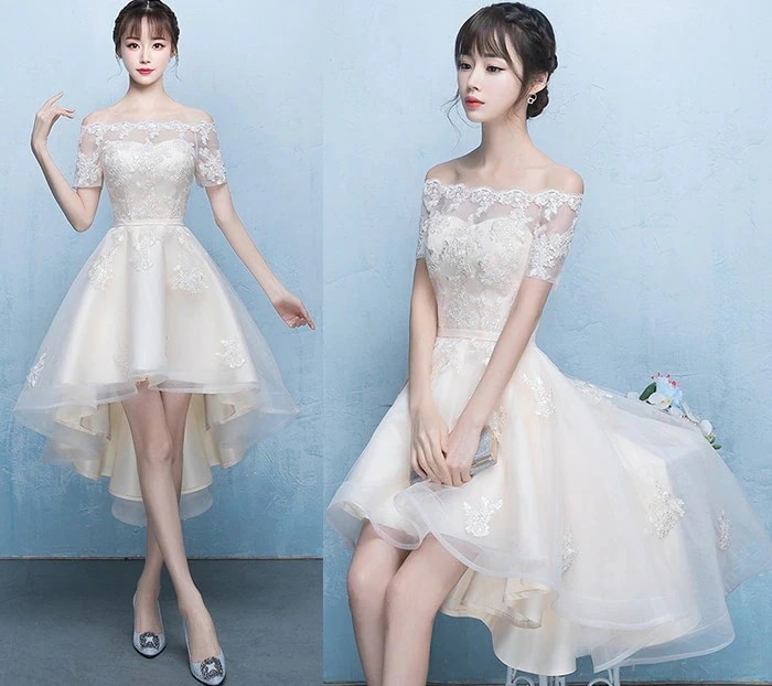 ウエディングドレス 編み上げタイプ 不規則 フォーマルドレス 姫系ドレス お揃いドレス 編み上げ