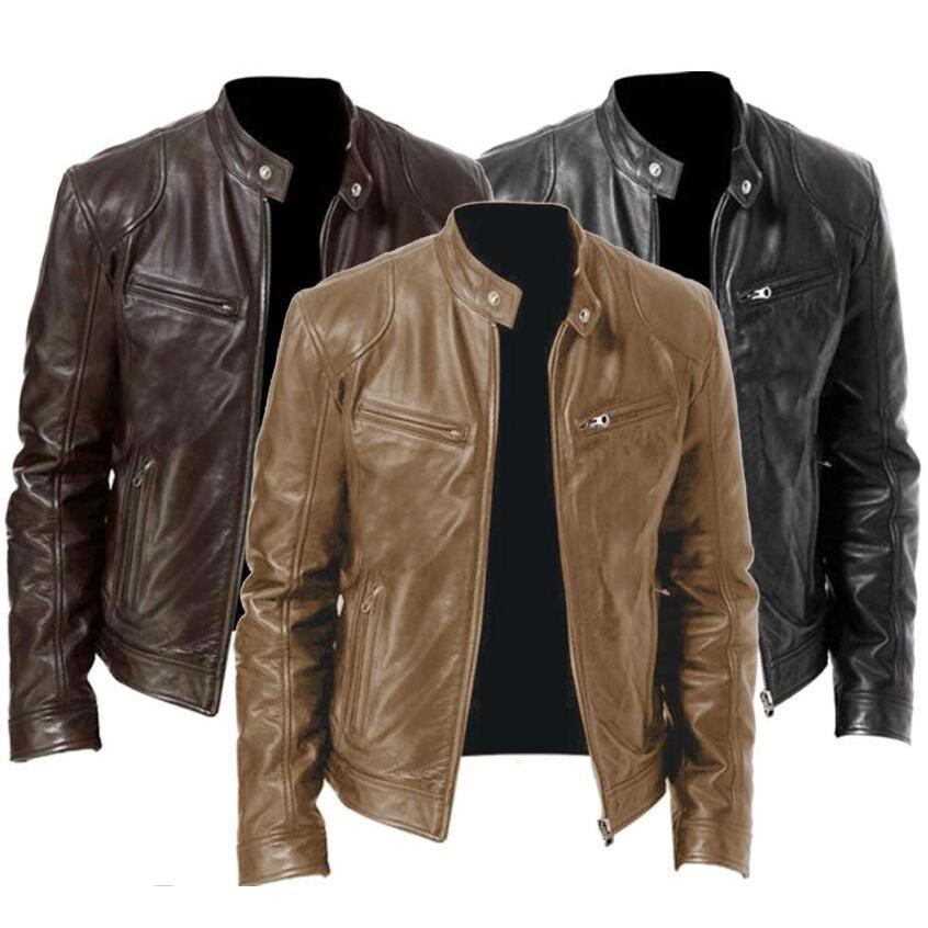 超人気 革ジャケット PUレザー 3色 格好良い メンズ 暖かい 立ち襟 革ジャン ショート丈 オシャレ 通勤 軽量 OL 通学 防風 冬服 アウター M-4XL