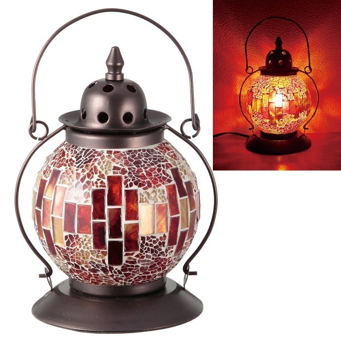 モザイクランプクリムト ランタン型 レッド I-21355