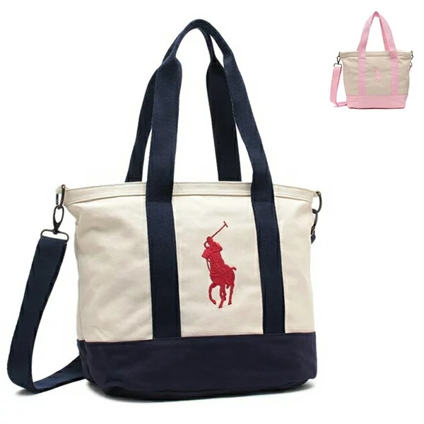 トートバッグ BIG PONY コットンショルダー トートバッグ メンズ レディース 9RR023 BDF 9AR023 BDF RLAN POLO PLAYER WHITE