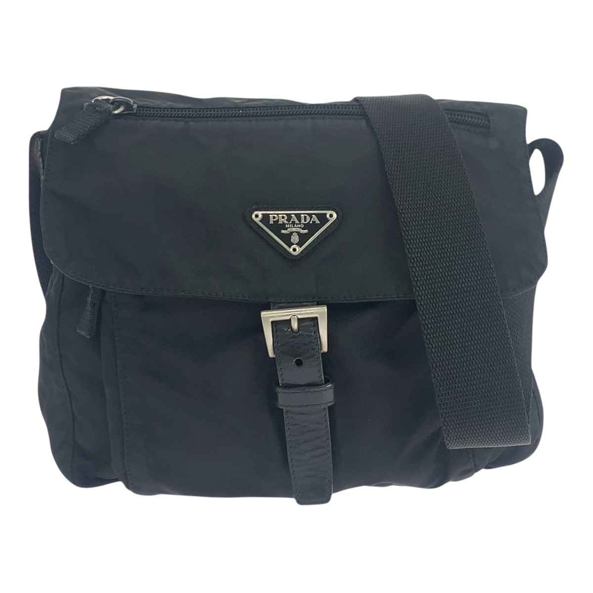 テスート 三角ロゴプレート ブラック 黒 シルバー金具 ナイロン 斜め掛け ショルダーバッグ 男女兼用 レディース 503754