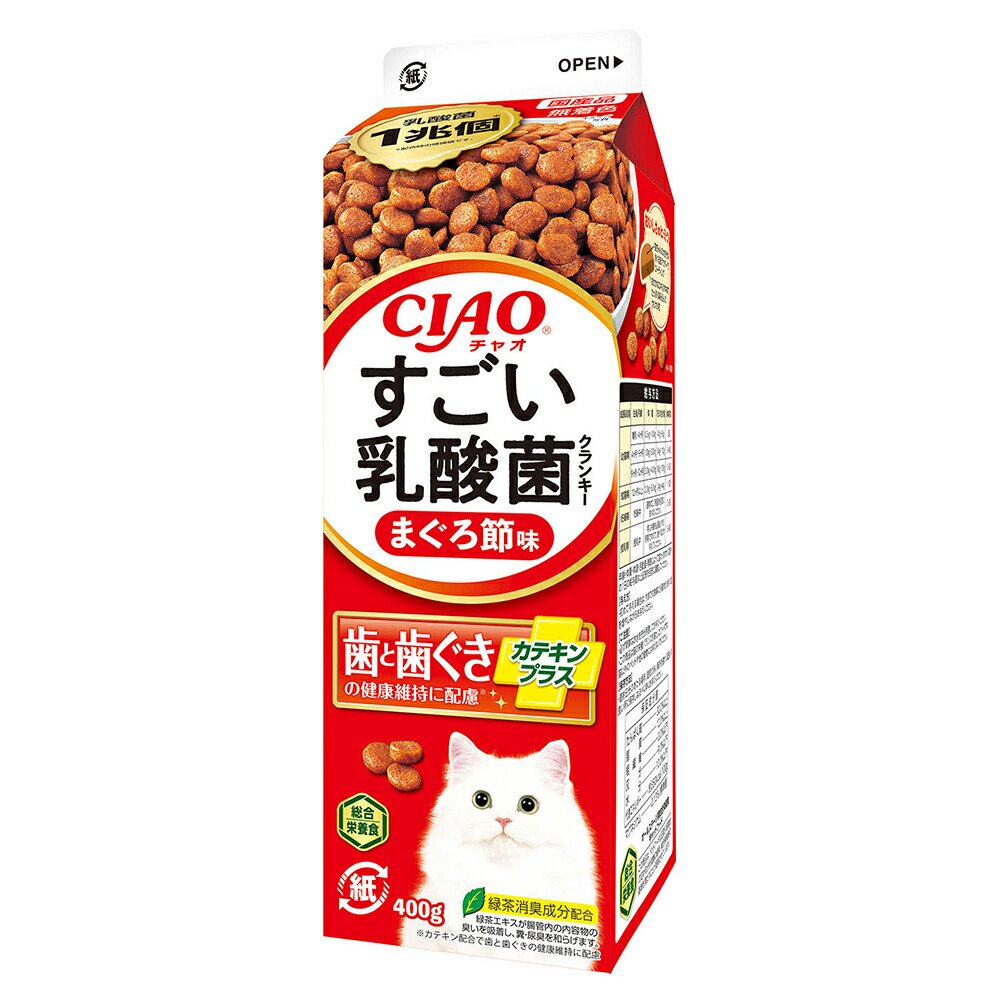 キャットフード　いなば　ＣＩＡＯ　すごい乳酸菌　クランキー牛乳パック　まぐろ節味　４００ｇX１２個　ＣＲＣ35―15―20―05―40