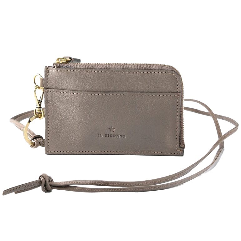 コインケース ネックストラップ付 L字ファスナー メンズ レディース 小銭入れ バケッタレザー グレー SCP064PV0001GY115B