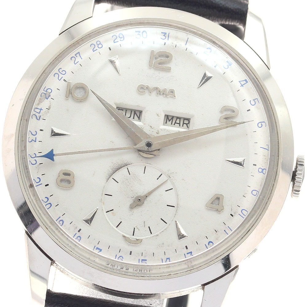 シーマ CYMA トリプルカレンダー cal.455 手巻き メンズ _950167【中古】