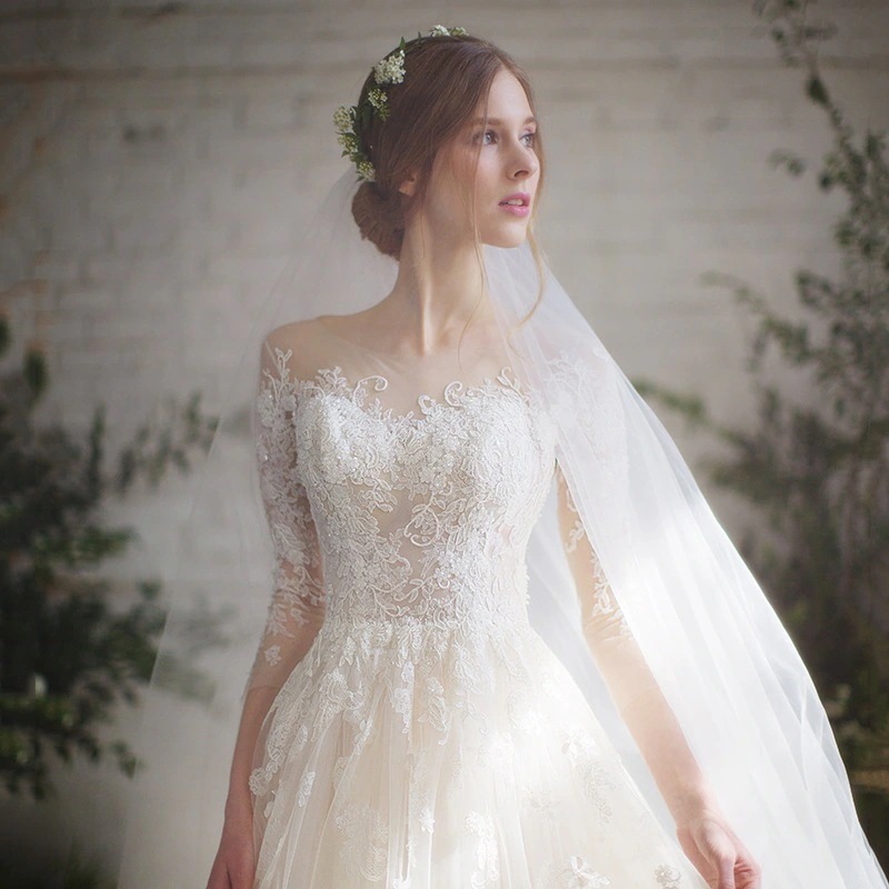 ライトウエディングドレス 2024年新花嫁 結婚 スモールシンプル フォレストスタイル 長袖 スーパーフェアリー ドリーミーテイルサマー