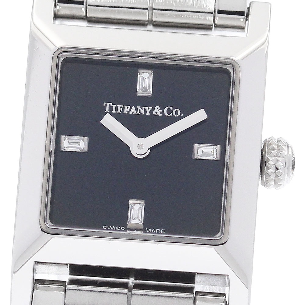 ティファニー TIFFANY&Co. 69345689 1837 メイカーズ スクエア 4Pダイヤ クォーツ レディース 箱・保証書付き_951034【中古】