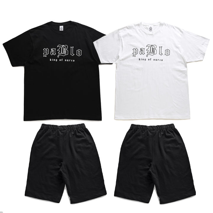 ACE FLAG 上下セット 半袖 ブランド Tシャツ ハーフパンツ メンズ 春夏用 全2色 大きいサイズ エースフラッグ セットアップ スウェット 麻薬王 パブロ