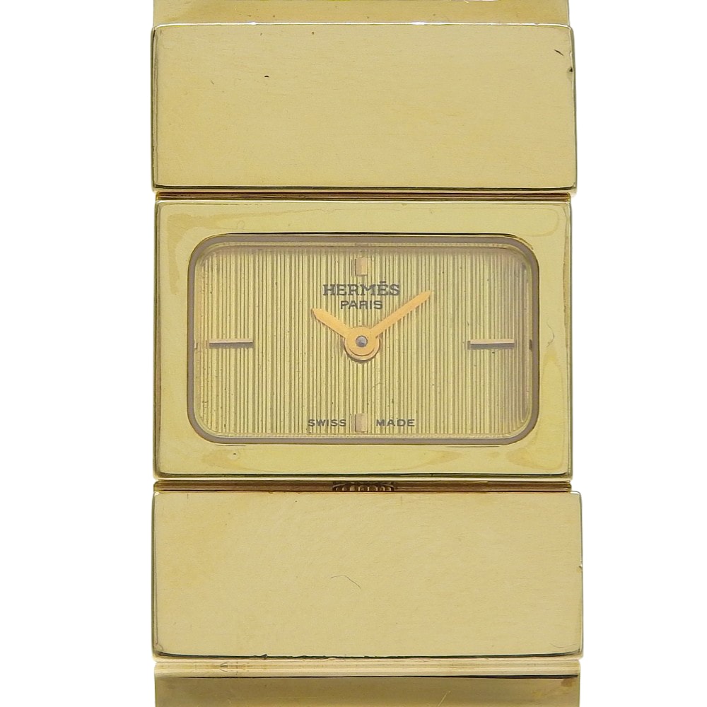 ロケ L01.201 腕時計 金メッキ リザード クオーツ アナログ表示 レディース ゴールド文字盤 中古品