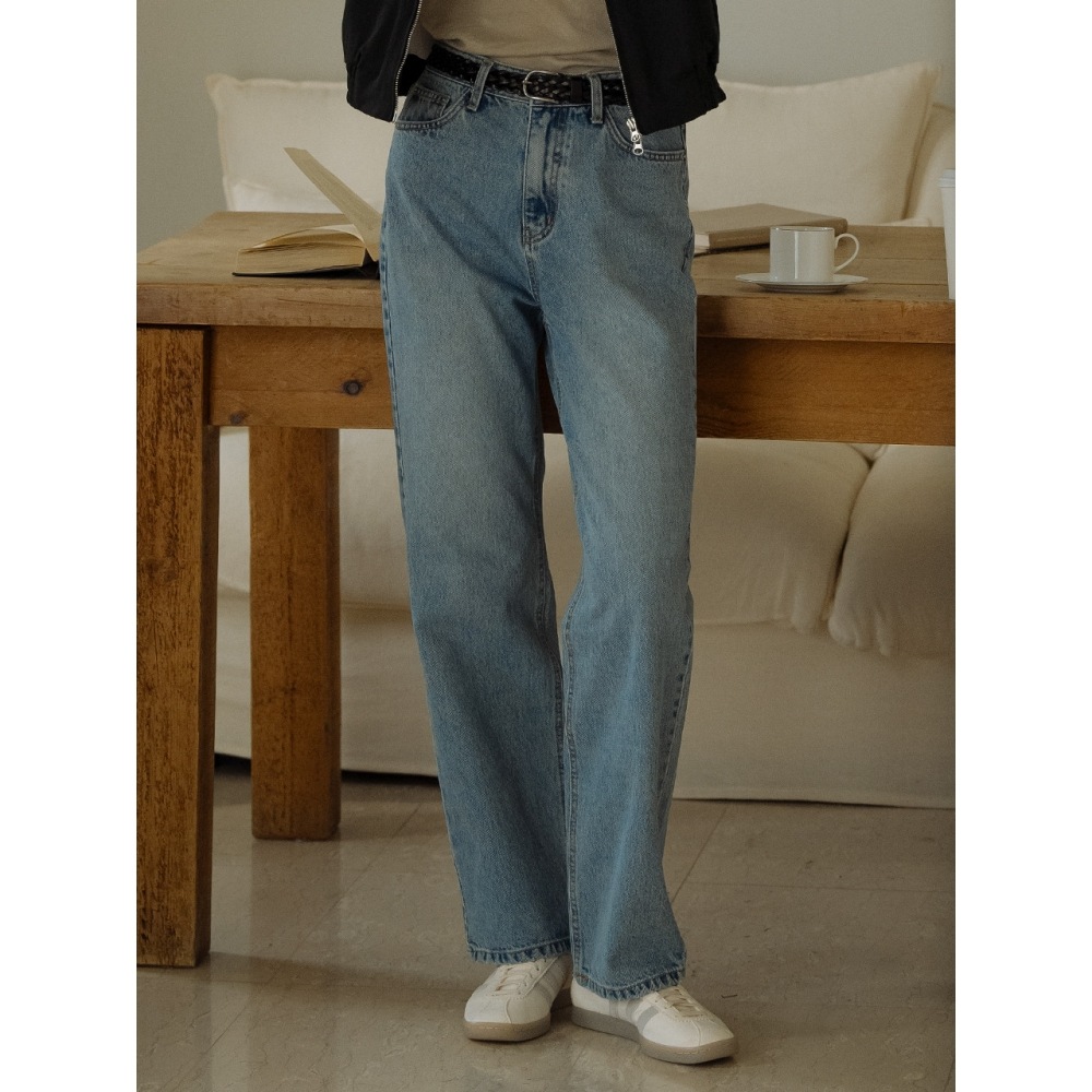 TILLIDIE プレミアムリングヤーンストレートデニムパンツブルー