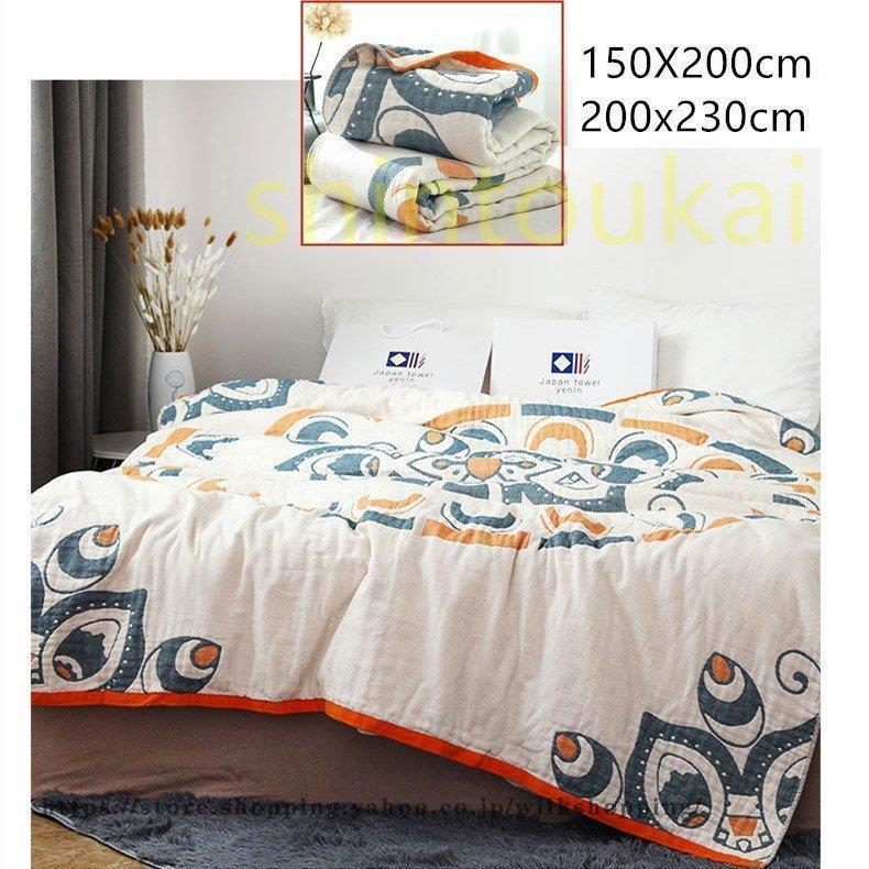 大判サイズ　棉毛布　ガーゼブランケット　6重ガーゼ　シングル　150*200cm　ひざ掛け　民族風　オシャレ　北欧風　マルチカバー　ソファカバー　ベッド掛け30%までに制限