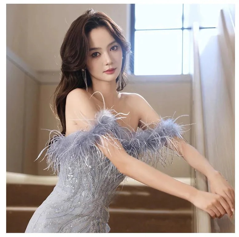 編み上げ オフショルダー ロングドレス 品質いいな新品 演奏 タイトドレス キラキラドレス スパンコールドレス 二次会ドレス マーメイドドレス ブルー 結婚式ドレス セクシー イブニングドレス 可愛い