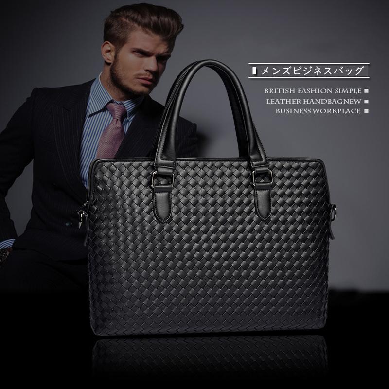 【即納】ビジネスバッグ ブリーフケース メンズショルダーバッグ フォーマルハンドバッグ PC収納可 防水 通勤編み模様手提げトートバッグ 5,241円