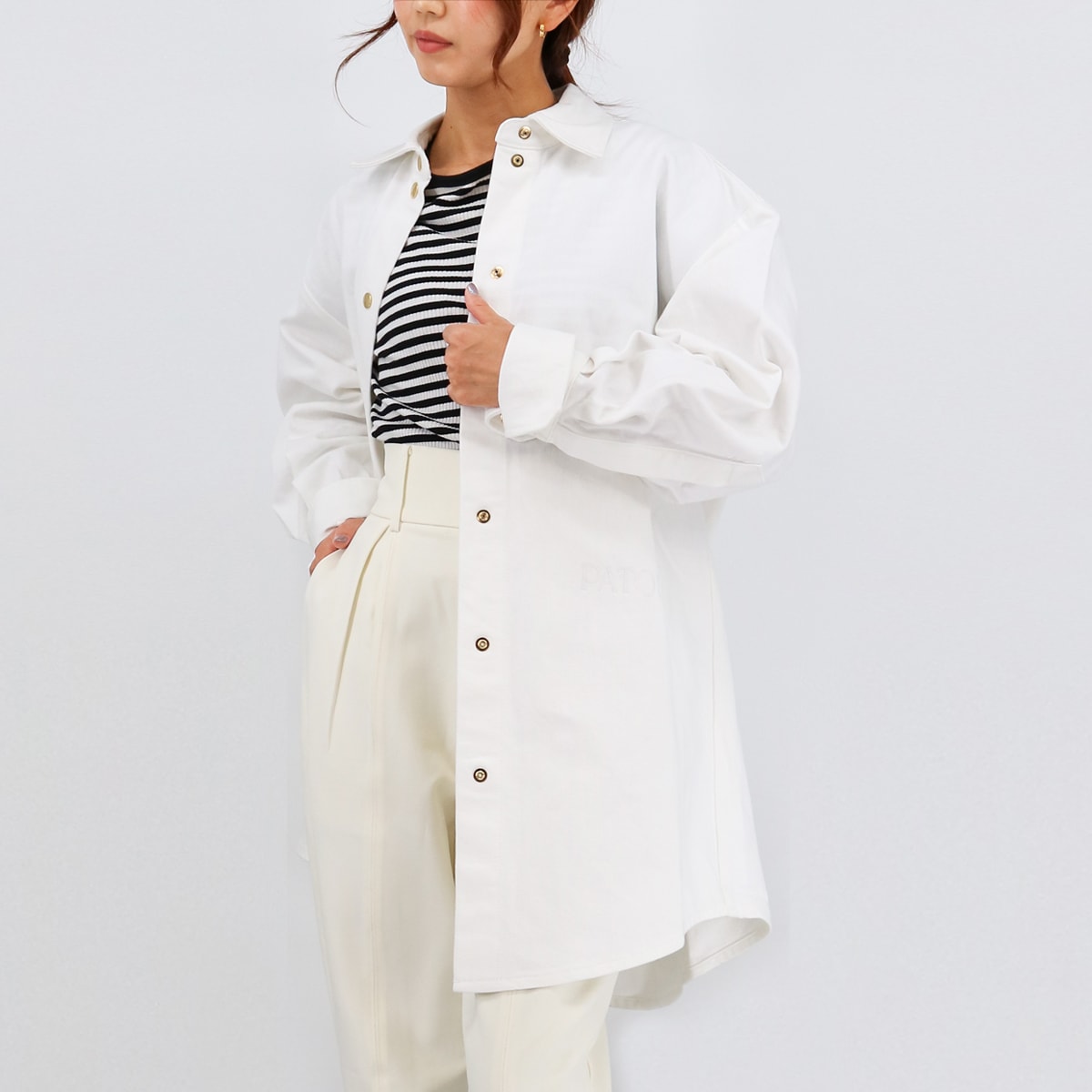 IT OVERSIZE SHIRT OU021 0081 コットン デニムオーバーサイズシャツ