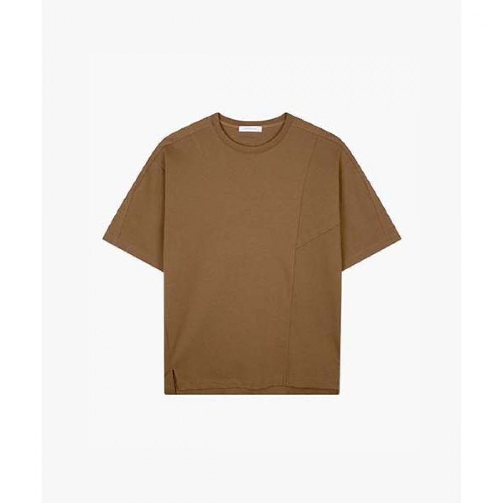 [リバークラッシュ] LKS41385ブラウンオーバーフィット半袖Tシャツ