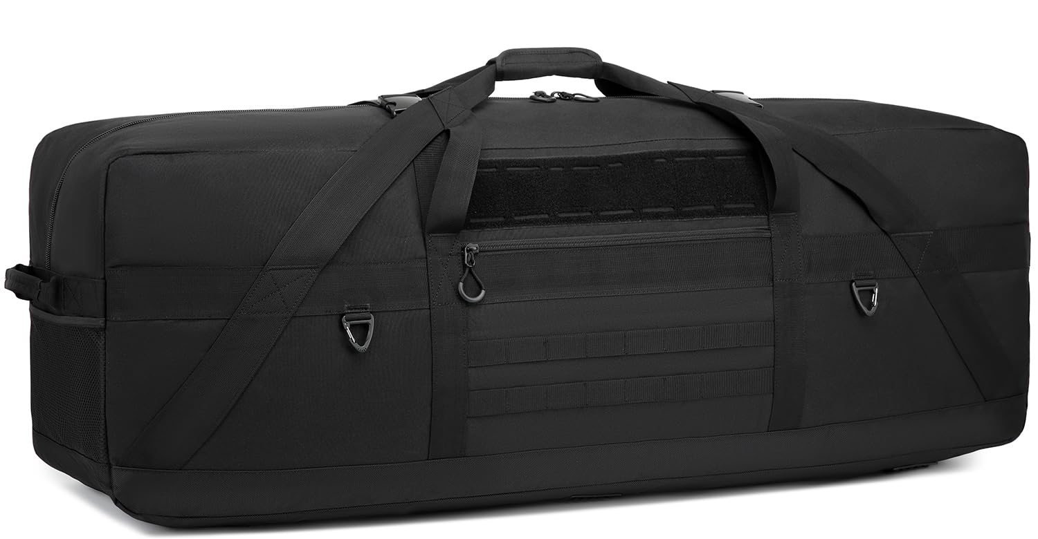超大型旅行用バッグ - 125L ヘビーデューティバッグ複数のポケット付きキャンプ用品・旅行・収納・テント収納・スポーツ用品用 (黒)