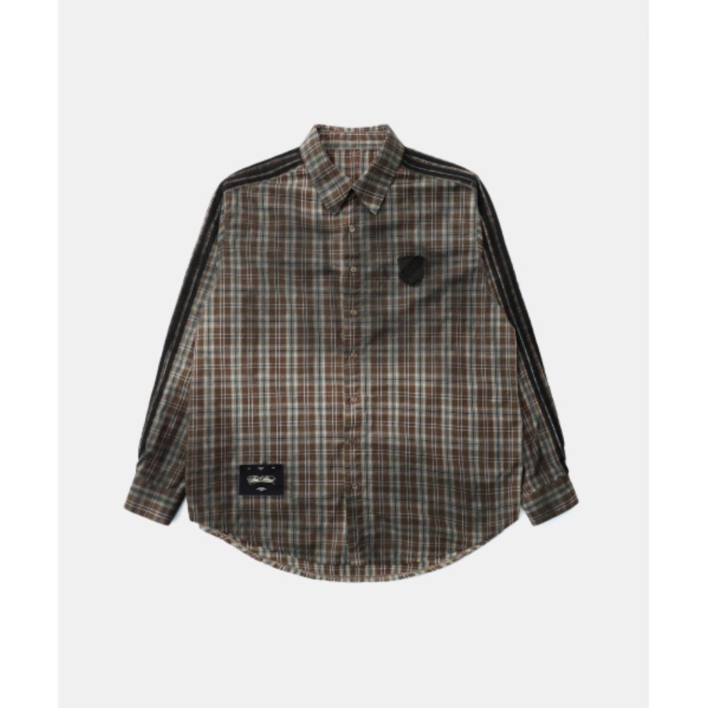 BADBLOOD Vintage Billy Check Shirt Large Fit Brown w-tee