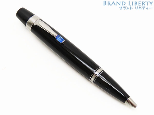 美品モンブランボエムブルーツイスト式ボールペンブラックブルーシルバー金具25230