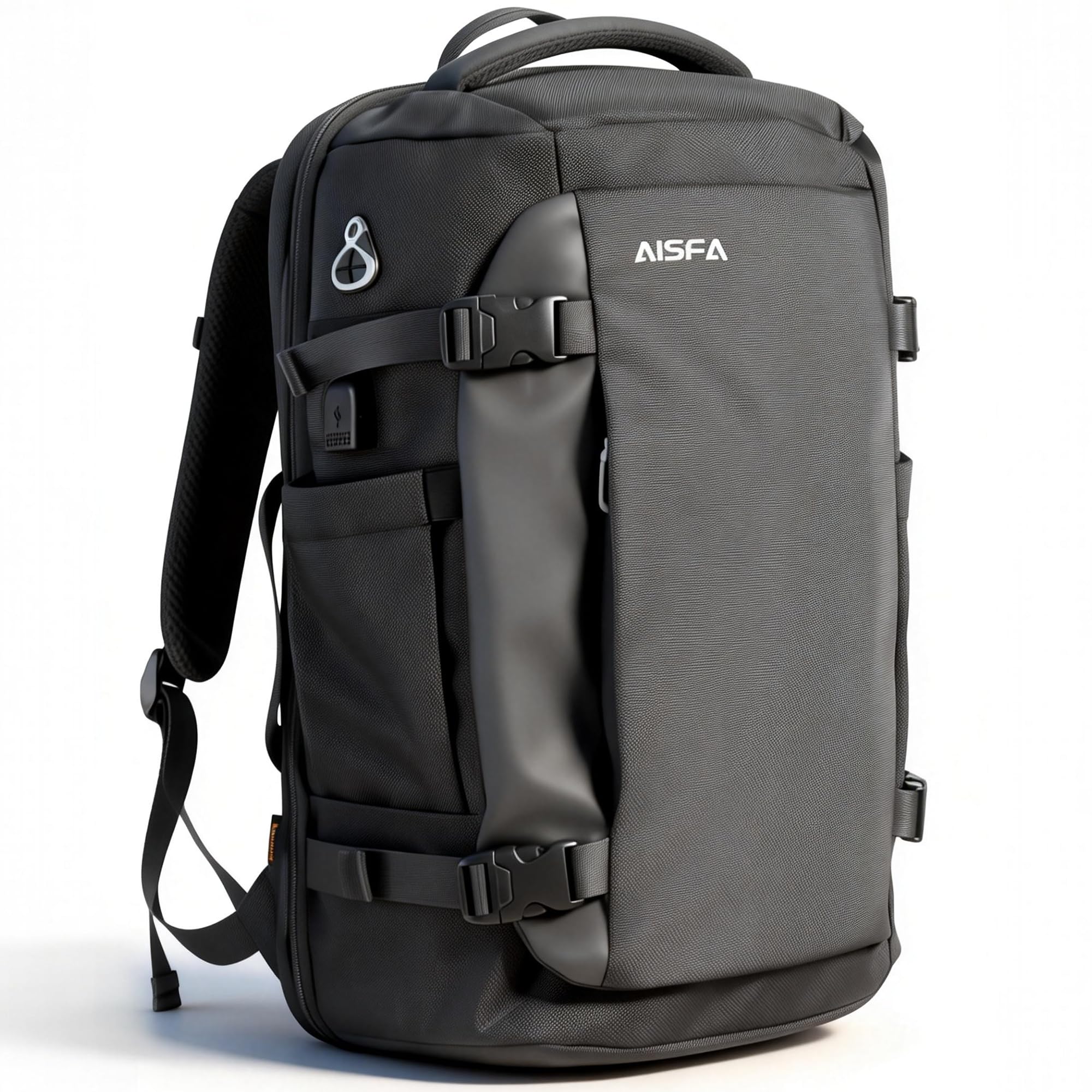 [AISFA]【大容量×多収納35L】リュック メンズ リュックサック 防水 ビジネス 17.3インチPC収納 180開閉 USB充電ポート付き 多機能 バックパック 通学 通勤 旅行 アウトドア