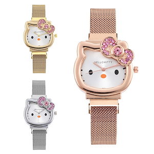 ファッションアニメ猫腕時計女性は蝶ネクタイ子供ミラノネットに鉄石腕時計をつけている