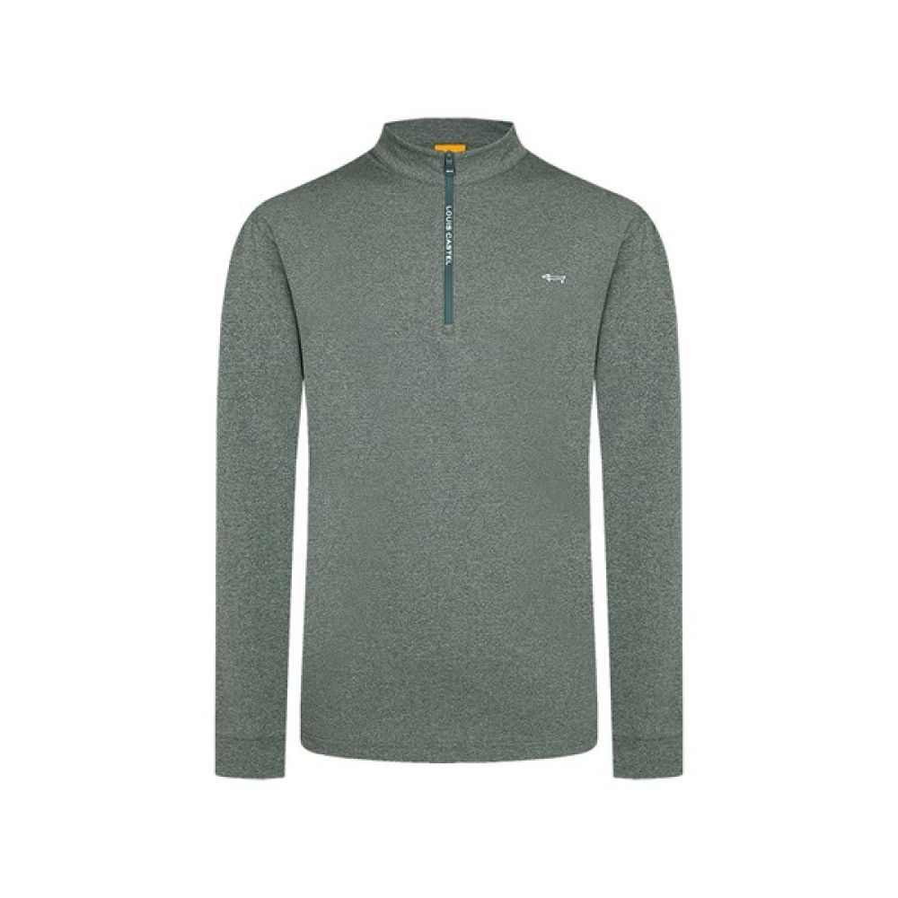 [ルイカステル] メンズメランジロゴプリント1/2ジップTシャツ