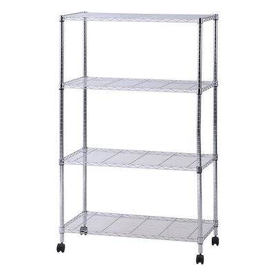 他サイト： メタルマルチシェルフ４段 幅90cm キャスター付き MS-945154CRの商品画像