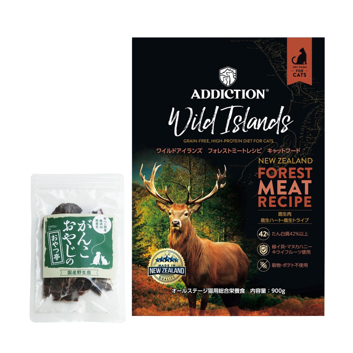 キャット ワイルドアイランズ フォレストミートレシピ グレインフリー 900g【国産鹿肉ジャーキー付き(お試しサイズ)】