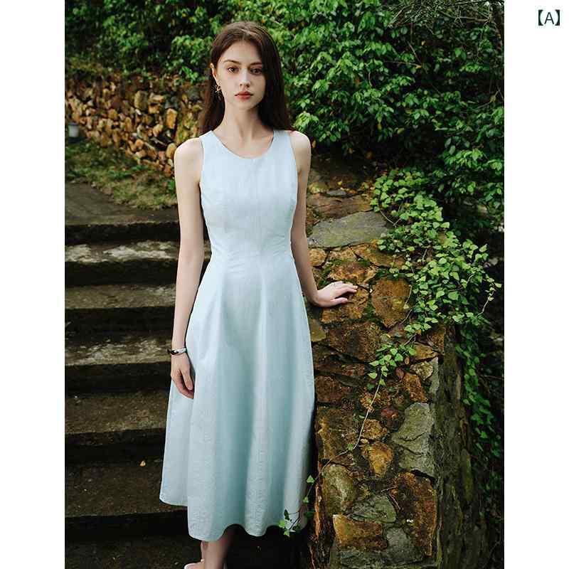 Vネック　トップス　レディース ファン シラネ ン ウエスト スカート ノースリーブベスト ドレス 女性 夏 2025 海辺の 休暇