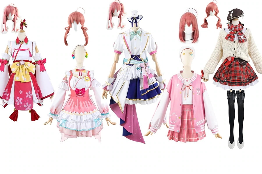 【一部分3日内出荷】コスプレ ハロウィン お正月衣装 メイド服 さくらみこ 可正月衣装 追加 靴 ウィッグ コスプレ衣装 櫻巫女 コスプレ さくらみこ イベント用品