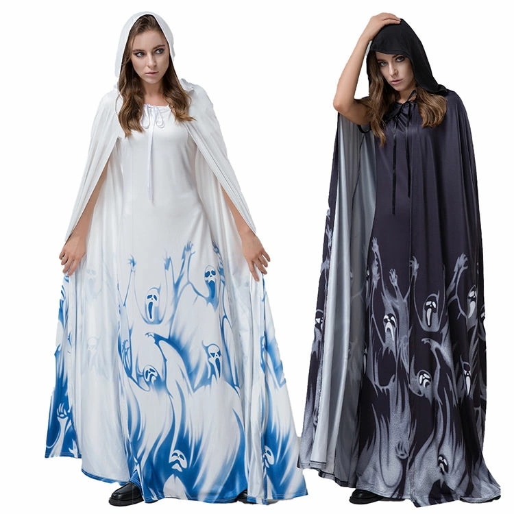 仮装 死神 鬼 髑髏 ハロウィン コスチューム マント 三点セット レディース 大人用 牧師 ハロウイン ワンピース コスプレ衣装 修道士 魔法使い クリスチャン Halloween コスチュー