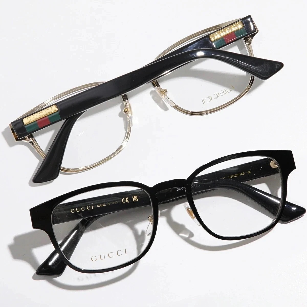 GUCCI グッチ メガネ GG1118O メンズ ウェリントン型 アイウェア 眼鏡 めがね クリングスタイプ メタルロゴ 001/BLACK-BLACK-TRANSARENT