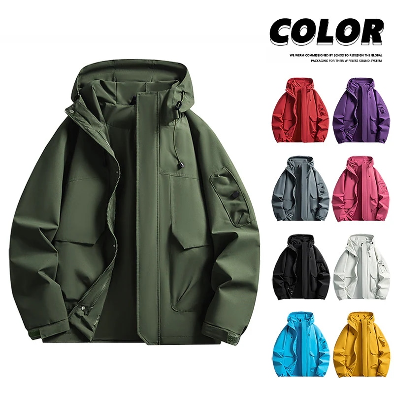 ドーパミン カップルスタイル マウンテン機能フード付きアウトドアウィンドブレーカー 春秋ワークジャケット メンズ