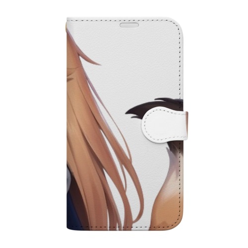 【文字入れ可能受注生産】キツネの女の子　エリザベス 手帳型スマホケース