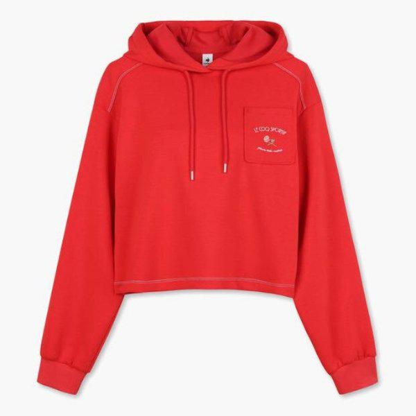 フーディー NQJ QP322OHD71-RED 女性 ダブルテンション ルーズフィット フード RED