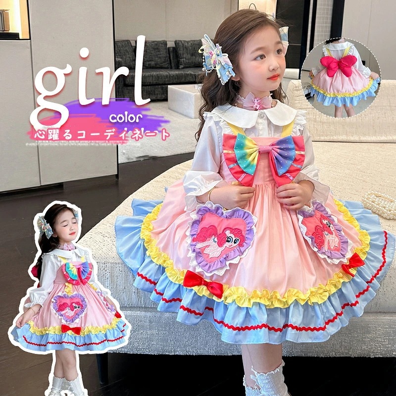 【赤字覚悟 最安挑戦】子供ワンピース ロリータドレス 髪飾り付きロリータワンピース キャミソールワンピ キッズ 子ども 女子 lolitaドレス ハロウィン衣装 リボン レース 可愛い 子供ロリータワ