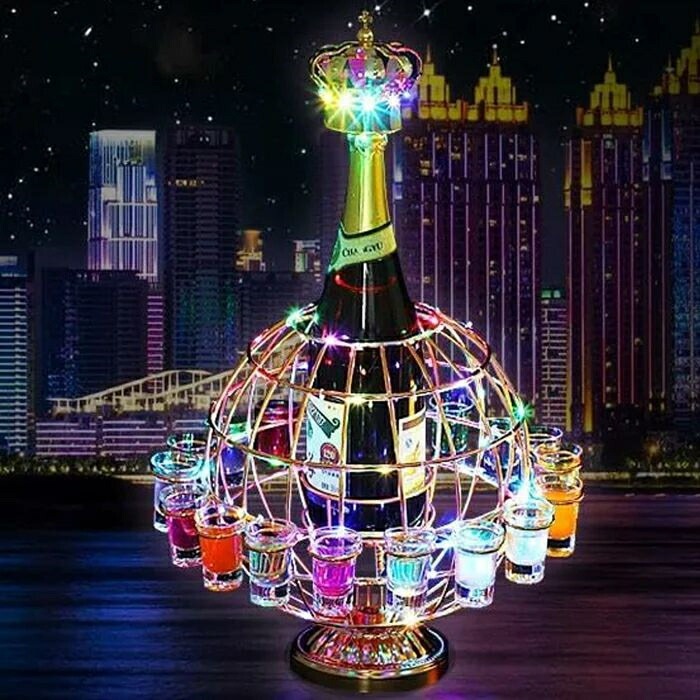 お見逃しなくテキーラ地球儀 LEDボトルの表示棚 回転可能 カラフル おしゃれ 12カップ 雰囲気作り LEDグラス収納ラックパーティー KTVナイトクラブ 開店祝い バー クラブ 飲み会ゲーム レス