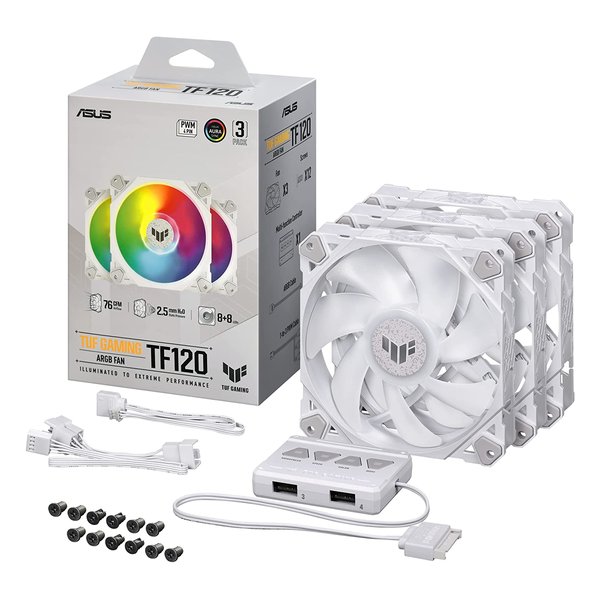 ケースファン TUF GAMING TF120 WHITE ARGB 3IN1 ARGBコントローラー付き ホワイト