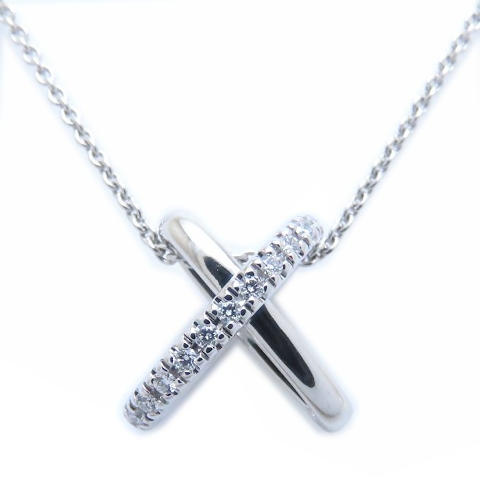 ダイヤモンド ネックレス ダイヤモンド0.11ct Xモチーフ K18WG ホワイトゴールド/293954【中古】 65,615円