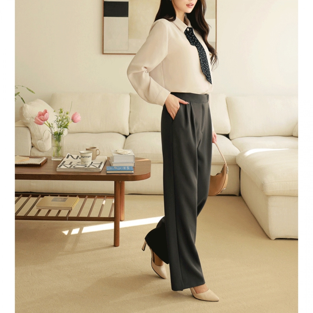 クリック&ファニーピンタックチャームストレートワイドスラックス [SMLサイズ] 7,342円