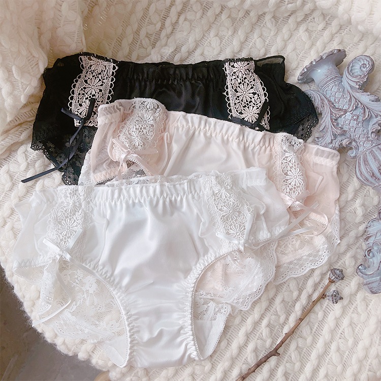 【1点ご購入 で10点プレゼントいたします】少女復古サテンパッチワークレース衝突色通気性軽熟パンツレディース三角パンツ