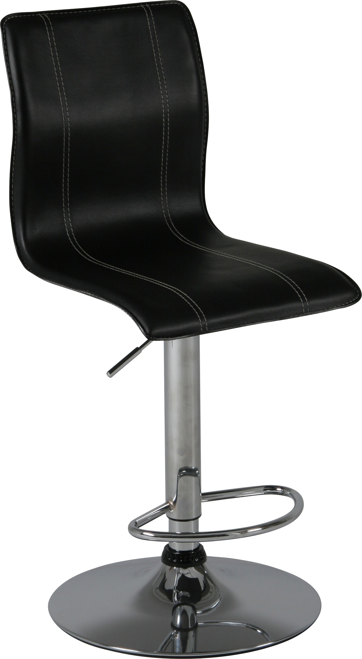 カウンターチェア PVCレザー クロムメッキ 昇降 ハイバック