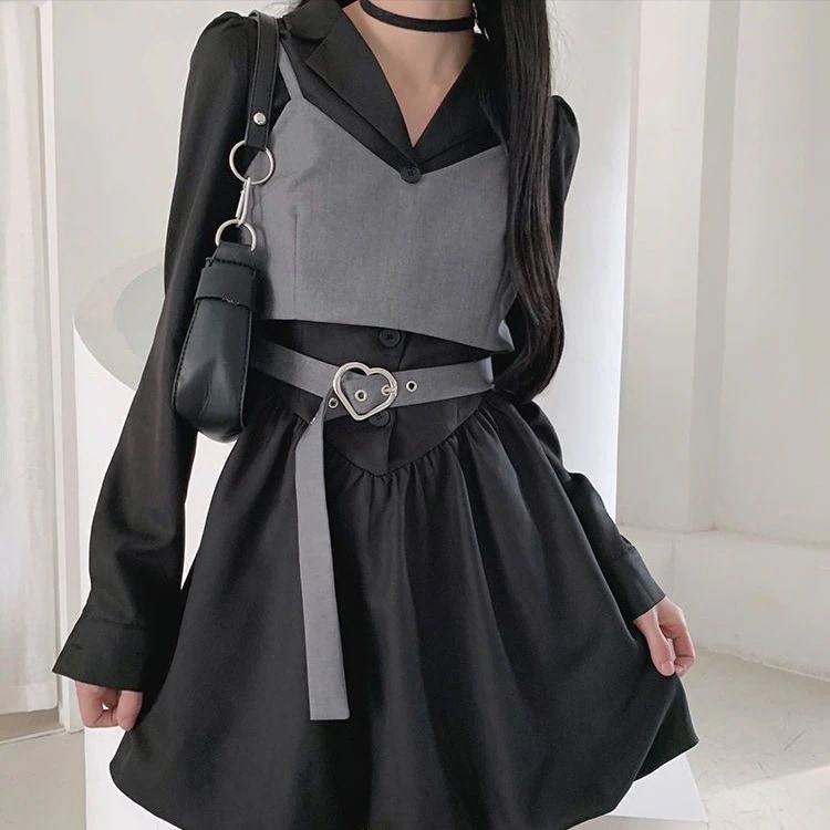 [急速出荷]学院ワンピースキャミソール2点セット秋新作レディーススーツ パーティードレス(最安値保証)