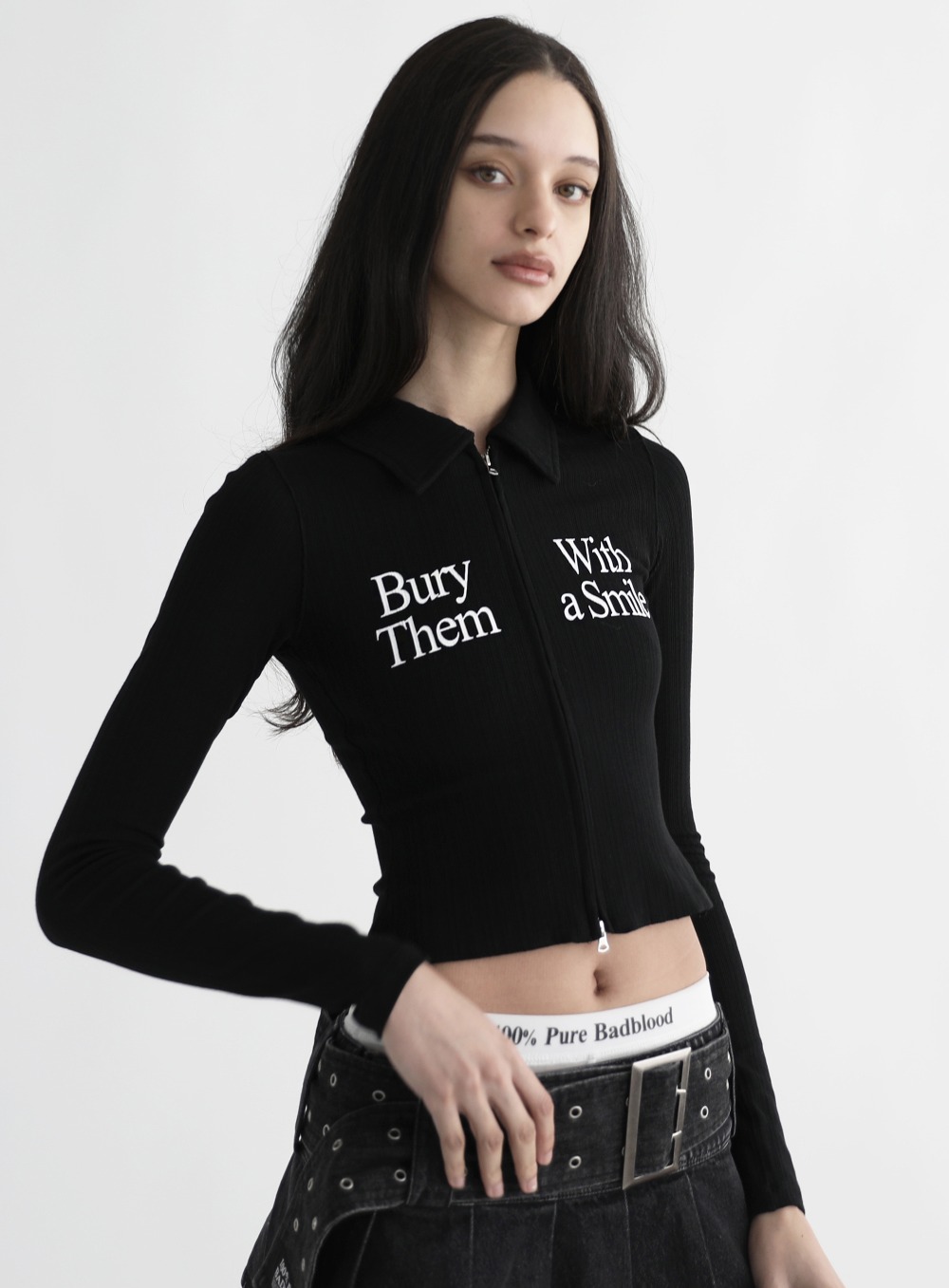 【BADBLOOD】 BURY THEM ZIP-UP CARDIGAN : BLACK