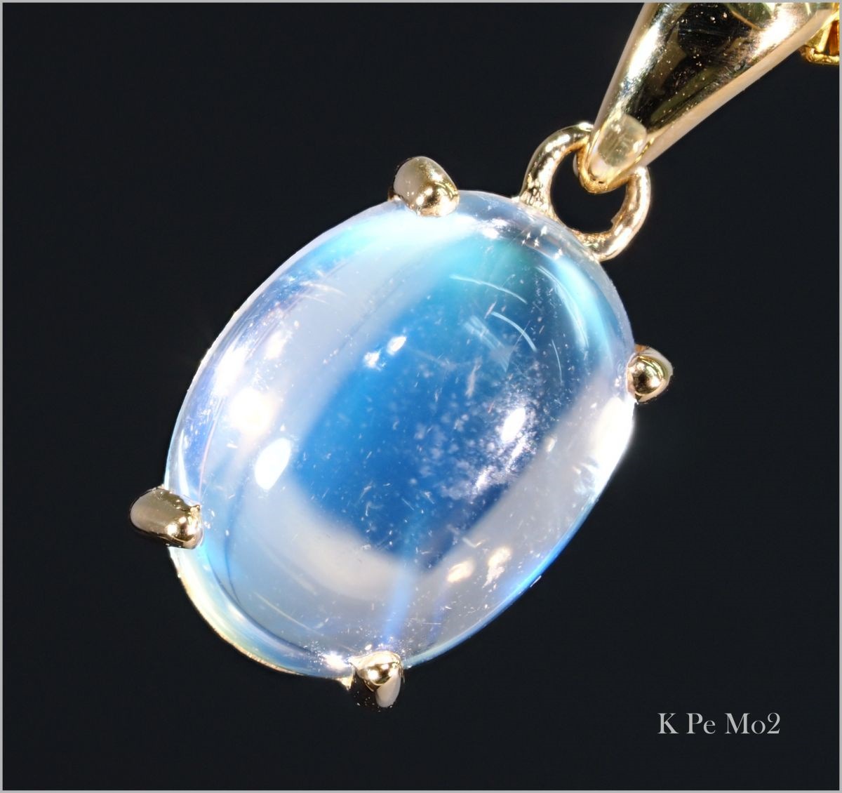 天然 ブルー ムーンストーン ネックレス 大粒 K18YG 18金製品 国内生