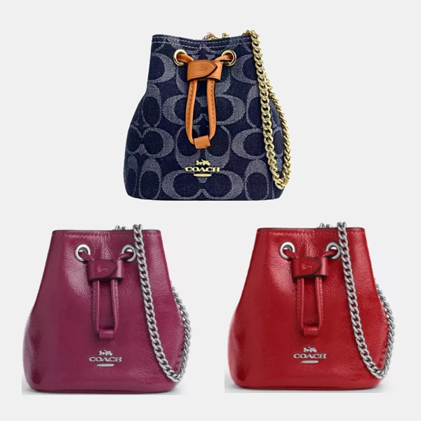 Drawstring Wristlet In Signature Denim CZ031 オリジナル CZ028 レッド/ローズ ミニバケットバッグ