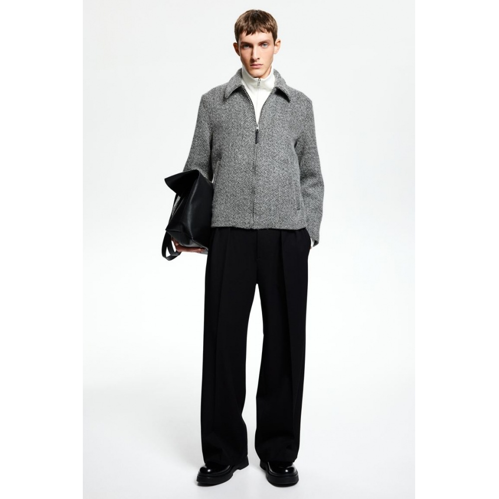 H&M レギュラーフィットウールブレンドジャケットブラック/ホワイト