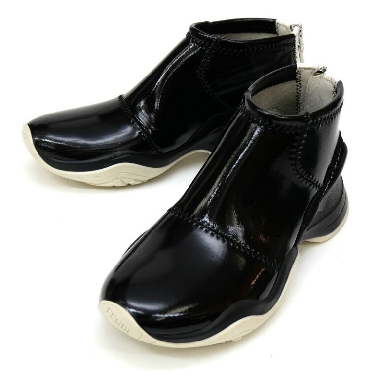 ﾌｪﾝﾃﾞｨ FENDI ｽﾆｰｶｰﾌﾞｰﾂ ｼｮｰﾄﾌﾞｰﾂ 黒白 36 【中古】(63562)