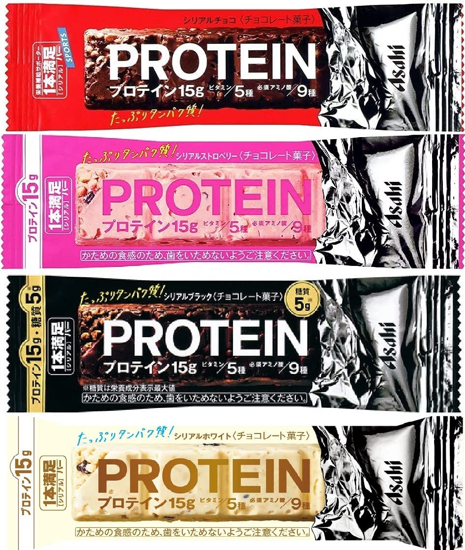 アサヒグループ食品 1本満足バー プロテイン 4種(チョコストロベリーブラックホワイト)各9本 計36本
